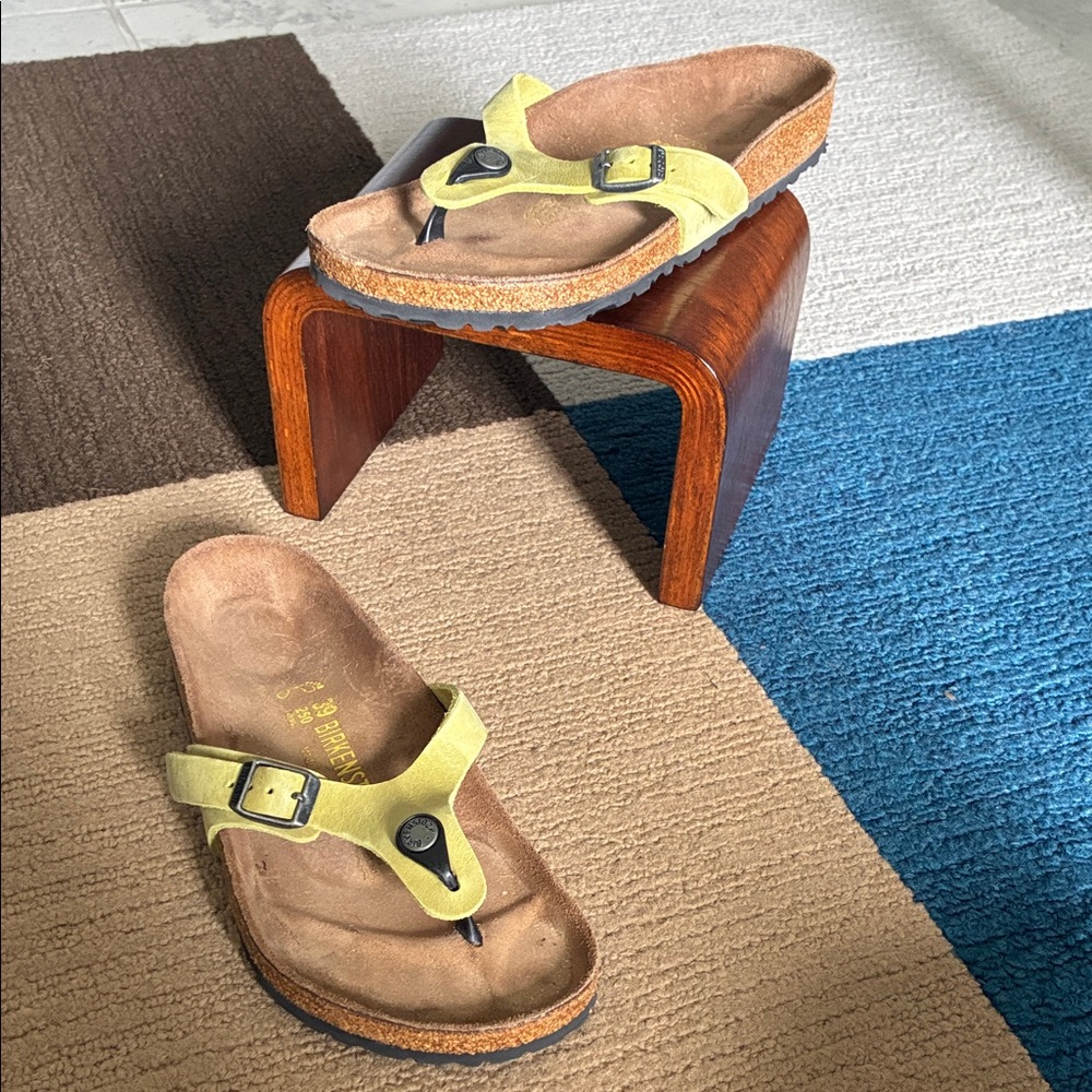 Birkenstock Yellow Thong Sandals with Buckle